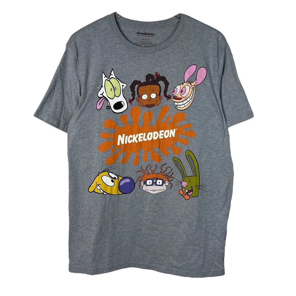 Nickelodeon Retro 90s Graphic Rugrats Tee T-Shirt Gray Cartoon Adult Size Large